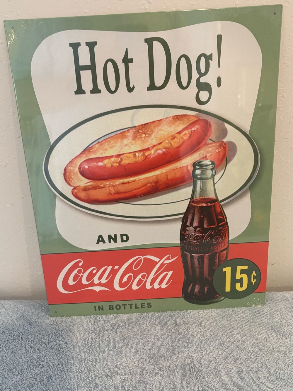 Hot Dog and Coca-Cola Metal Sign. 12.5”x16” Vintage Sign.